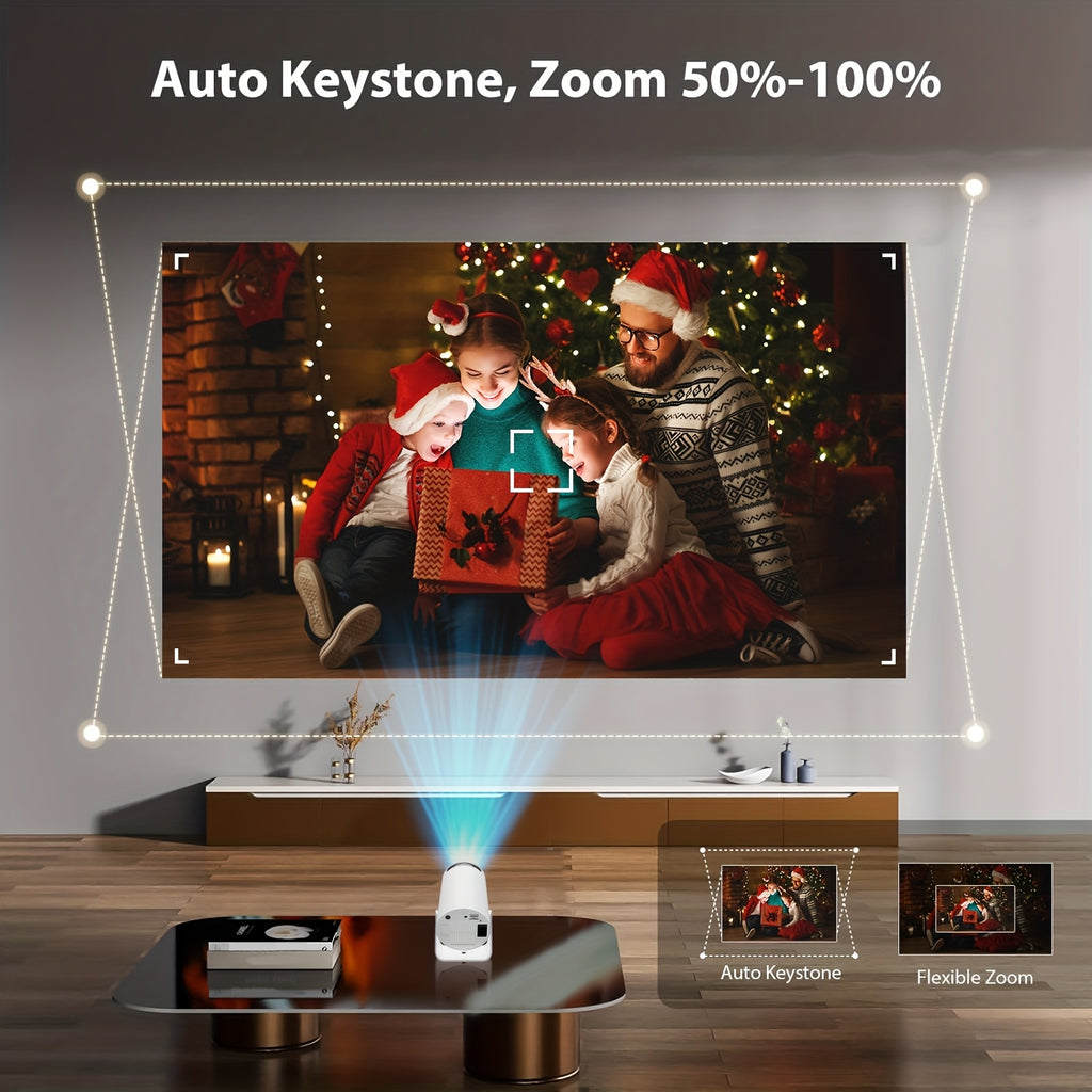 1x HY300 Pro Mini Portable Projector with Android 11.0 OS, 4K/1080P Smart Projector, Built-in Speakers, 180° Screen Rotation, Compatible with Netflix/YouTube/Hulu, Plug & Play Home Theater Projector for PC/Laptop-Free Movies