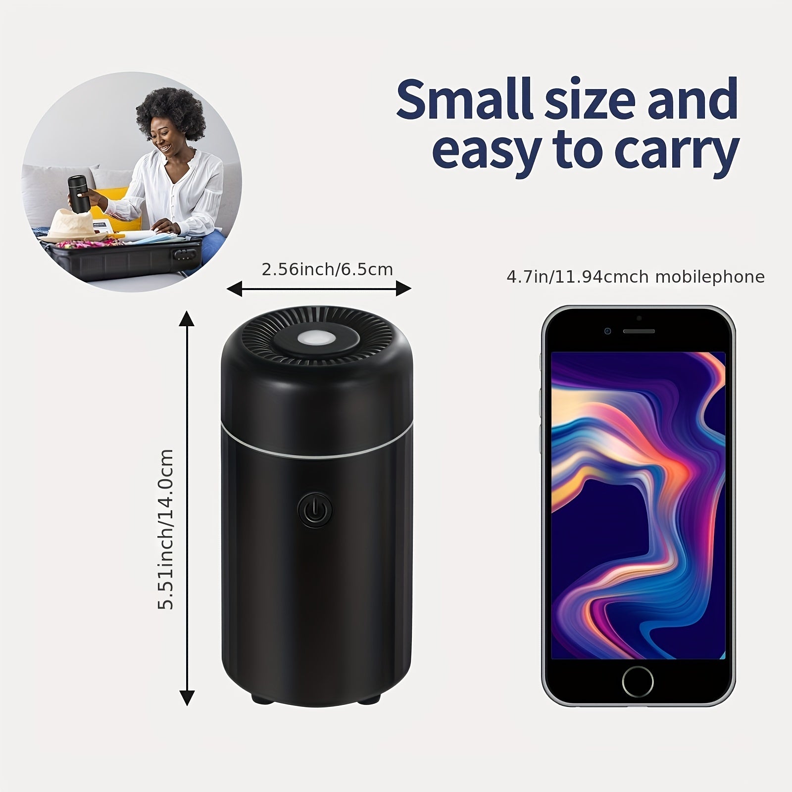 [Portable Car Diffuser] Mini Portable USB Car Diffuser Humidifier | Essential Oil Air Freshener, Cool Mist for Car, Home, Office, Bedroom