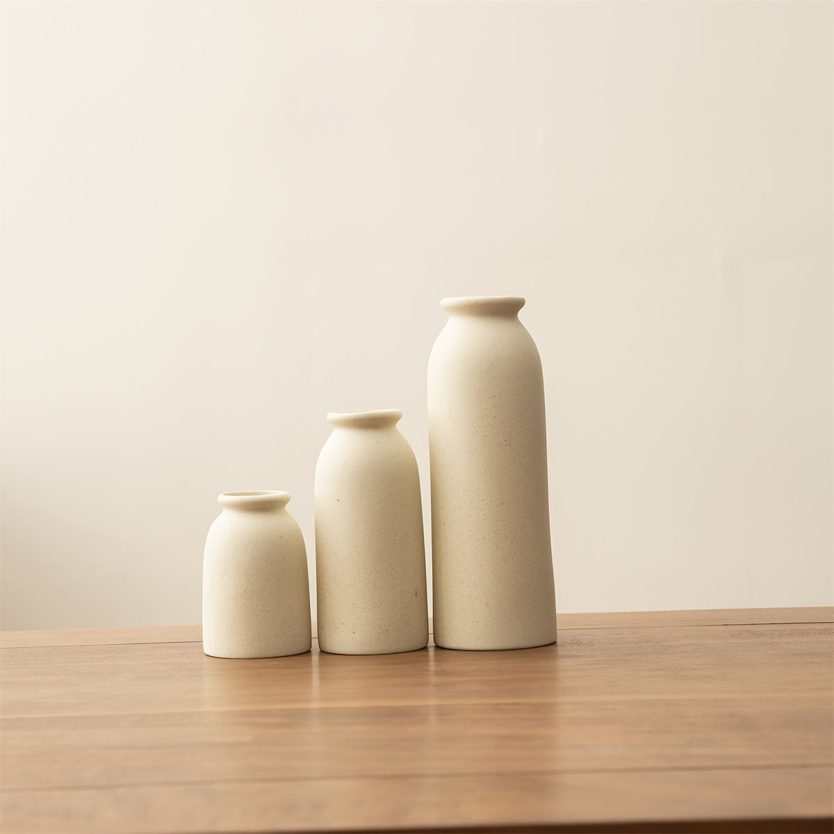 [Mother's Day, Bohemian Ceramic Vase] 3pcs Neutral Matte Ceramic Vase Set - Cylinder Shape for Elegant Home & Living Room Decor - Ideal Mother's Day Gift