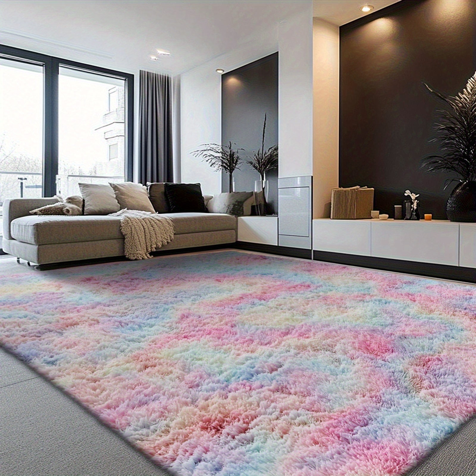 Rugs For Living Room, Super Soft Fluffy Shaggy 8x10 Area Rugs For Bedroom, Cozy Floor Mats, Plush Indoor Carpet For Kitchen, Faux Fur Rug For Room, Home Decor, Housewarming Gift, Door Mat
