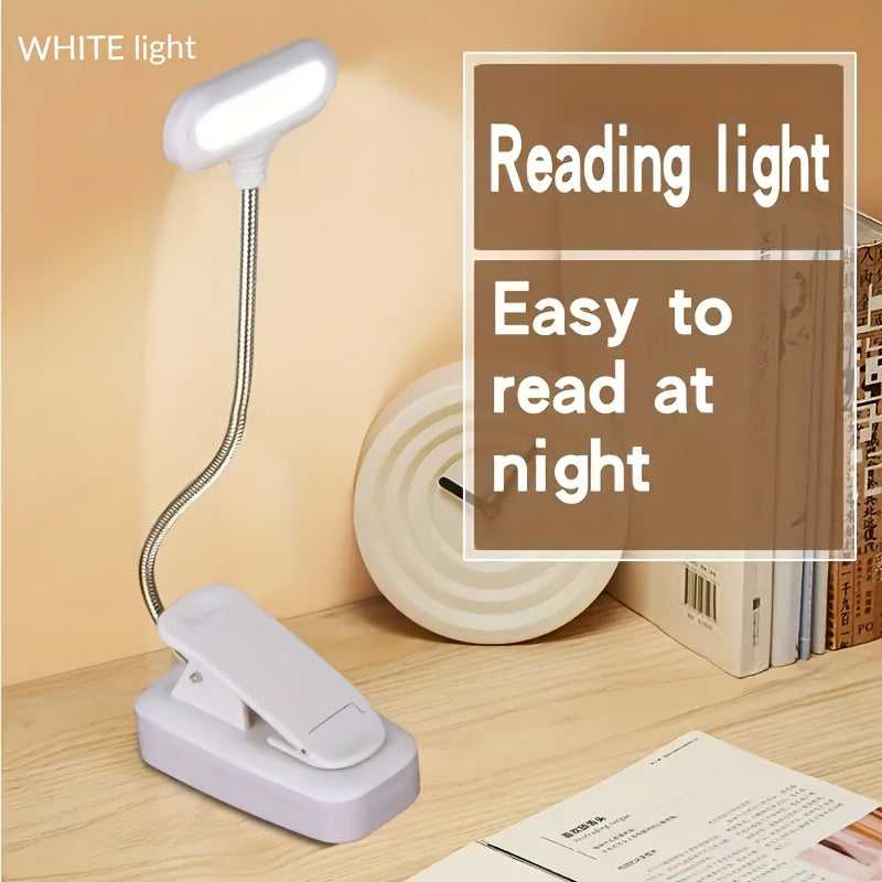 [Desk Lamp For Home & Workspace] 1pc Adjustable LED Desk Lamp with Clip | Battery-Powered, Push Button Control | Ergonomic for Reading, Bedside, Office | Modern Minimalist Lighting