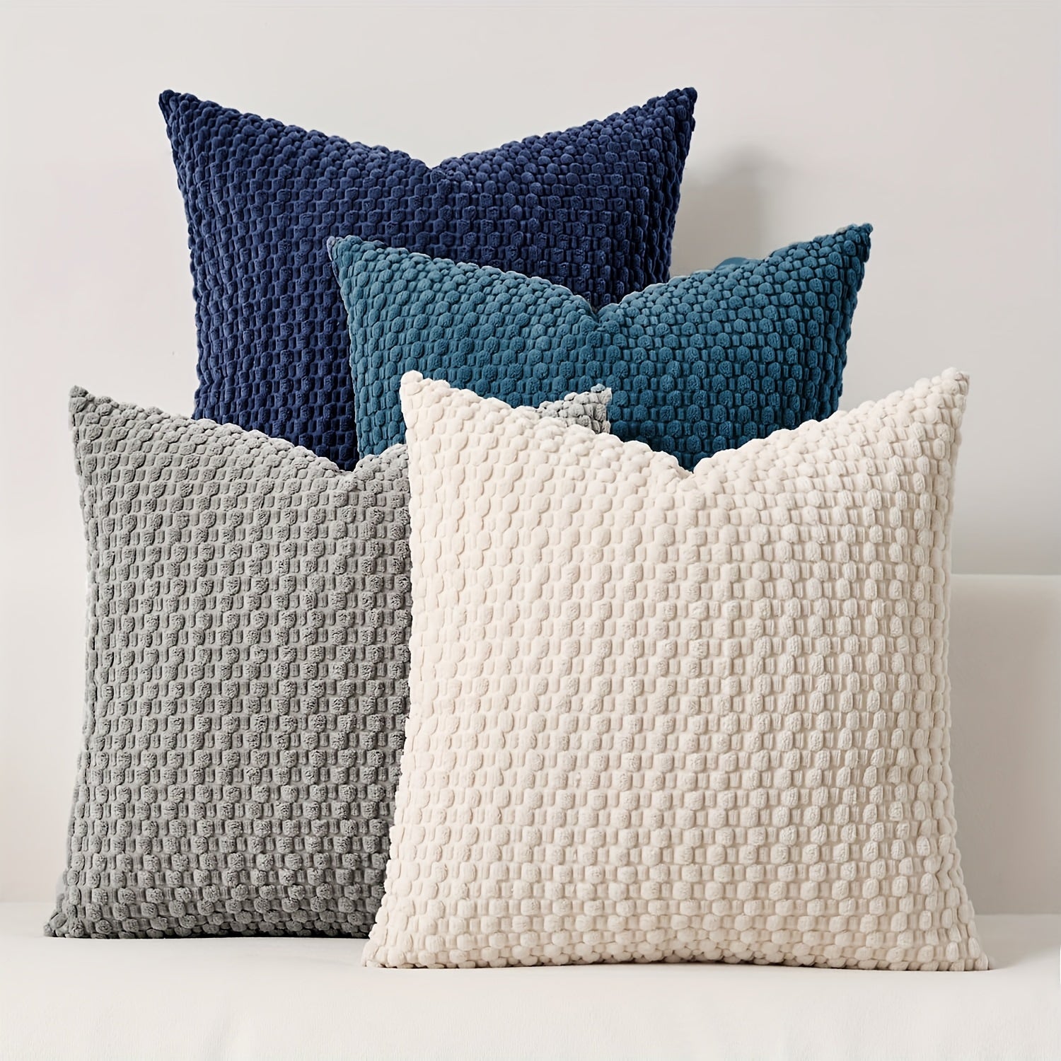 [4pcs Velvet Sofa Pillows] 4pcs Soft Velvet Modern Double-Sided Design Sofa Pillows | Durable, Machine-Washable Cushion Covers for Sofa and Bed Decoration