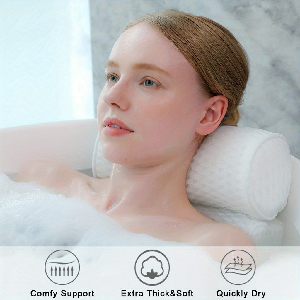 1pc Spa-like Bathtub Pillow with Non-Slip Suction Cups for Neck and Back Support bathroom accessories Bath/Bathroom Accessories