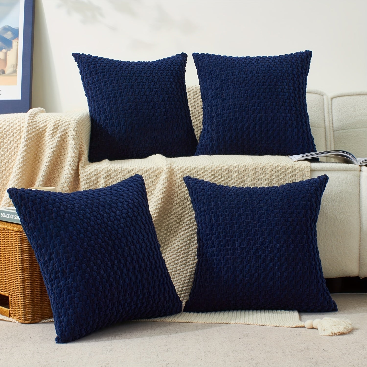 [4pcs Velvet Sofa Pillows] 4pcs Soft Velvet Modern Double-Sided Design Sofa Pillows | Durable, Machine-Washable Cushion Covers for Sofa and Bed Decoration