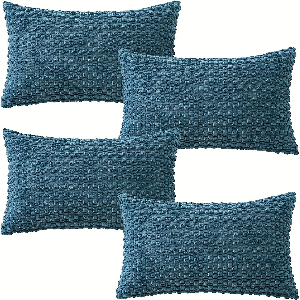 [4pcs Velvet Sofa Pillows] 4pcs Soft Velvet Modern Double-Sided Design Sofa Pillows | Durable, Machine-Washable Cushion Covers for Sofa and Bed Decoration