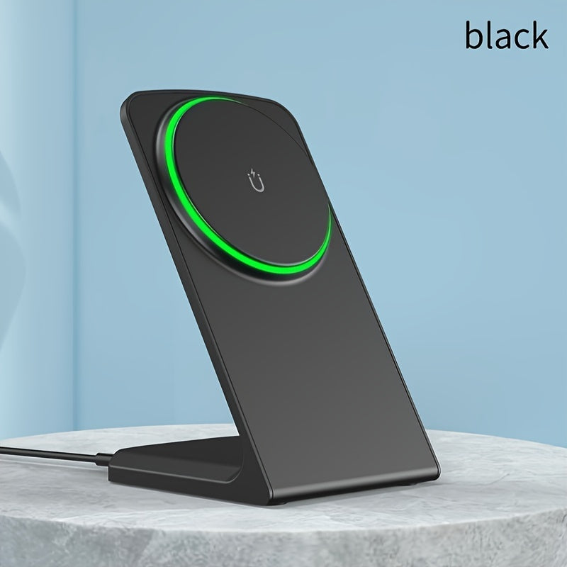 [Apple Wireless Charger] Apple Wireless Charger for iPhone 12/13/14/15/16/17 Pro Max, 15W Fast Charging Magnetic Desk Stand, Apple AirPods Charging Station, Vertical Wireless Phone Dock