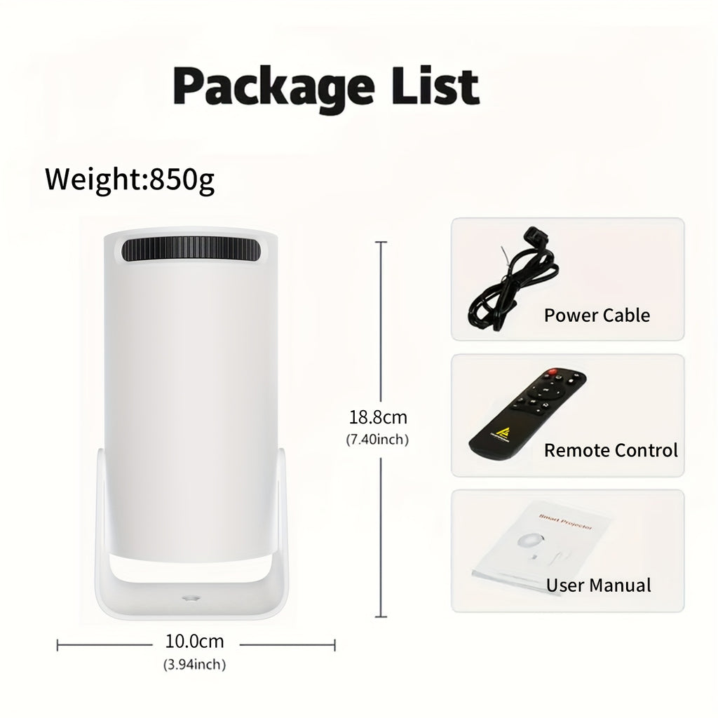 1x HY300 Pro Mini Portable Projector with Android 11.0 OS, 4K/1080P Smart Projector, Built-in Speakers, 180° Screen Rotation, Compatible with Netflix/YouTube/Hulu, Plug & Play Home Theater Projector for PC/Laptop-Free Movies