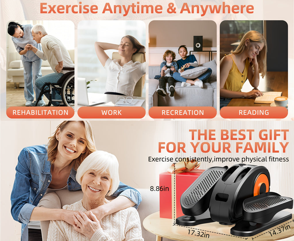 [Portable Elliptical Machine] Quiet & Portable Under Desk Elliptical Machine, Ellipse Leg Exerciser for Seniors Fully Assembled | Electric Seated Pedal Exerciser with Remote Control & 12 Adjustable Speeds