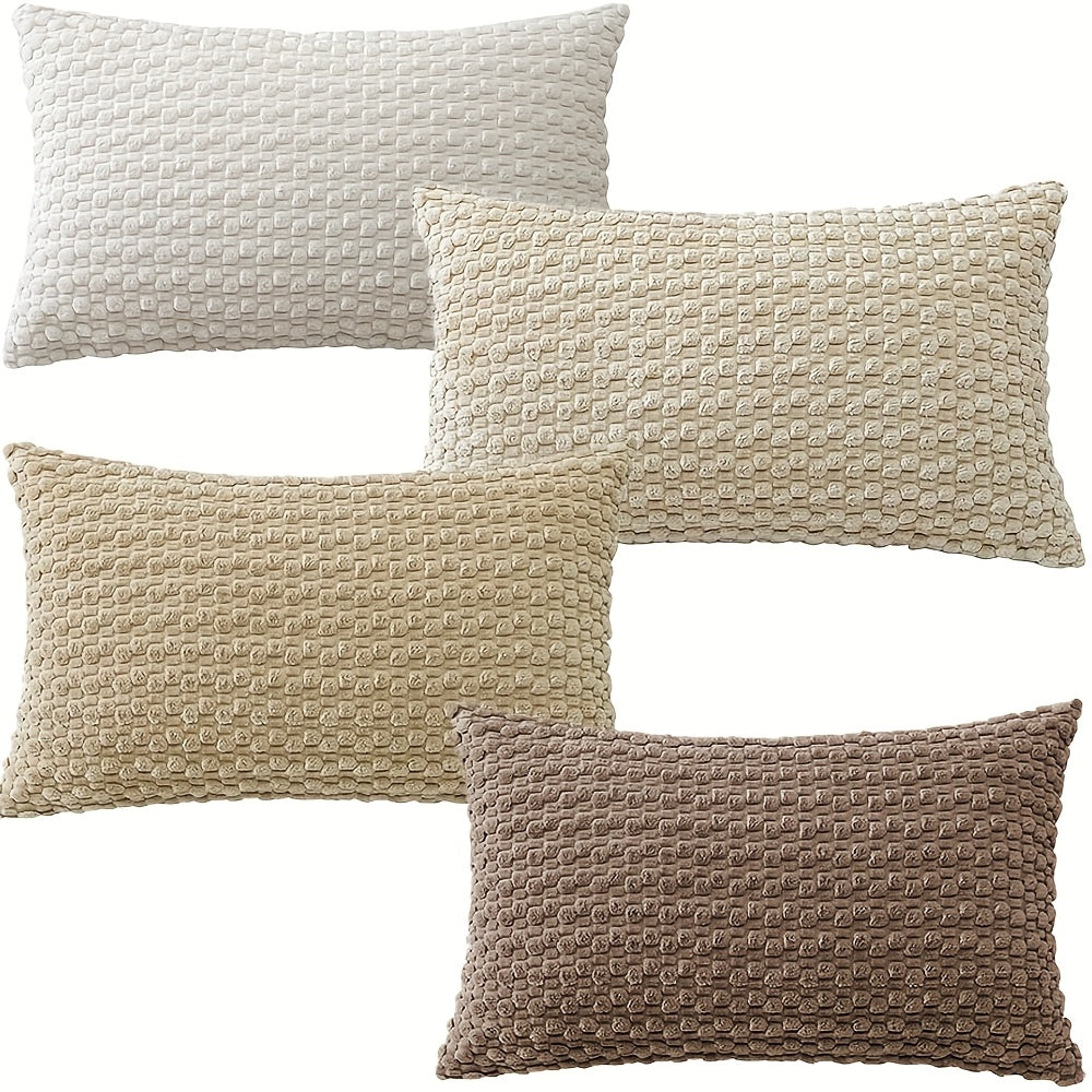 [4pcs Velvet Sofa Pillows] 4pcs Soft Velvet Modern Double-Sided Design Sofa Pillows | Durable, Machine-Washable Cushion Covers for Sofa and Bed Decoration