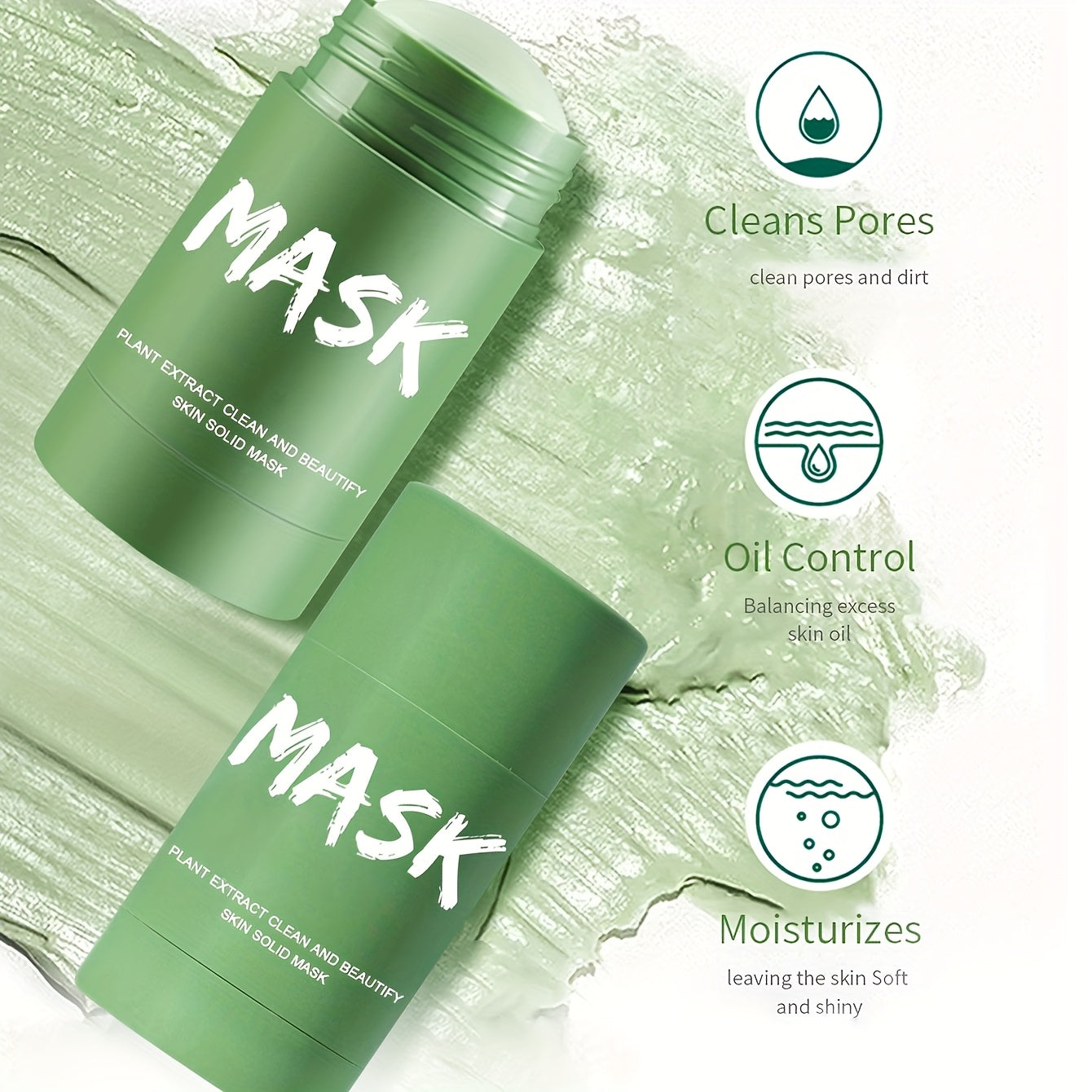 [Maxylva Clay Mask] Maxylva Unisex-Adult Clay Mask Stick | Moisturizing, Deep Cleansing, Paraben-Free for All Skin Types, Green Tea Scented, Beauty Care