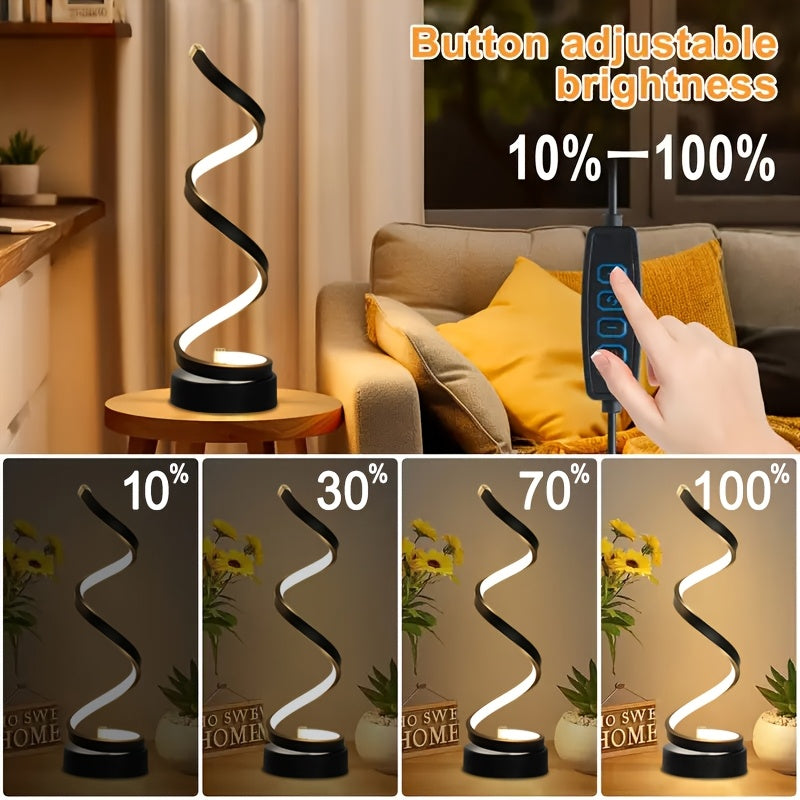 [Modern Minimalist Spiral Lamp] 2/1 Pack Modern Minimalist Spiral Table Lamp - Touch Lamp with USB C Charging Ports, 3 Way Dimmable LED Bedside Lamp for Bedroom, Living Room, Desk, Bulb Included (Black/White)