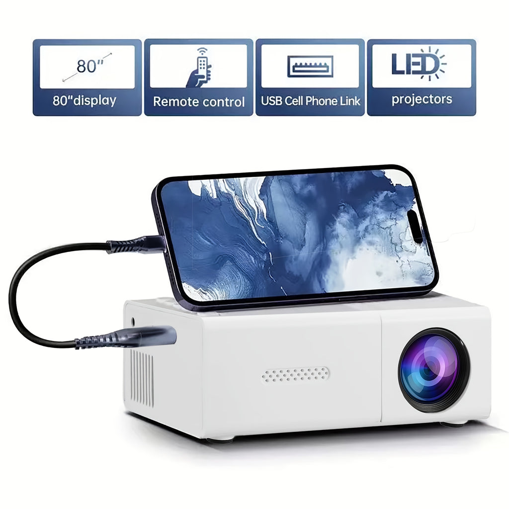 Portable Mini Projector, Compatible With iOS Android Windows, Includes Remote Control, Ideal For Smartphones PS4 USB Devices