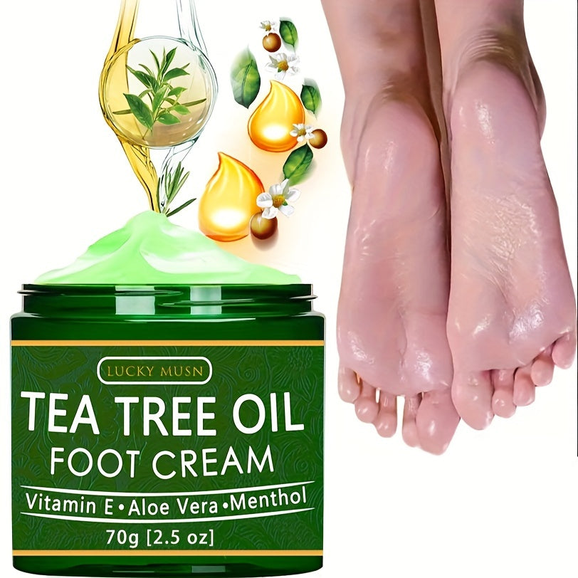 LUCK MUSN Tea Tree Oil Foot Cream - 2oz with Aloe Vera, Hyaluronic Acid & Honey, Suitable for  Beige, Suitable for All Beige Types
