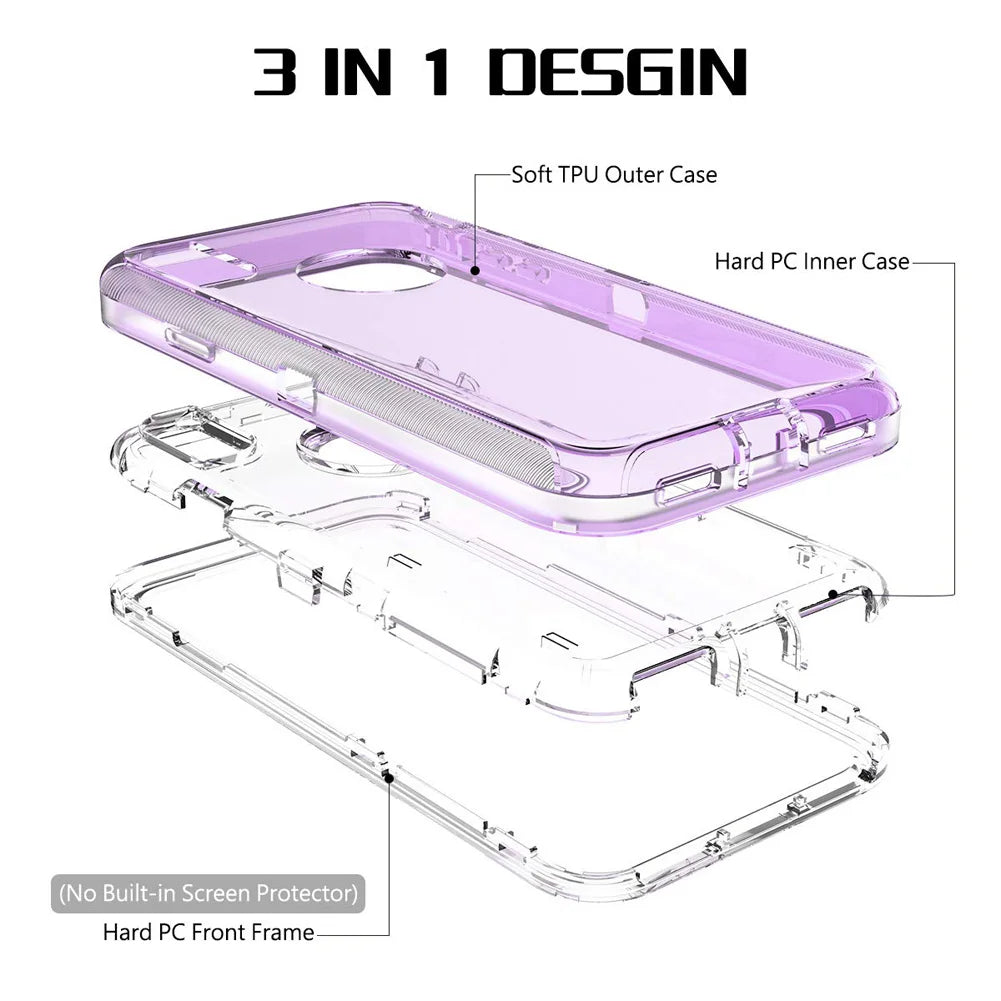 For iPhone 15 12 11 13 14 16Pro Max SE XR XS XSMAX X 6 7 8 Plus Clear Transparent Shockproof Armor Glossy Plain Case Phone Cover