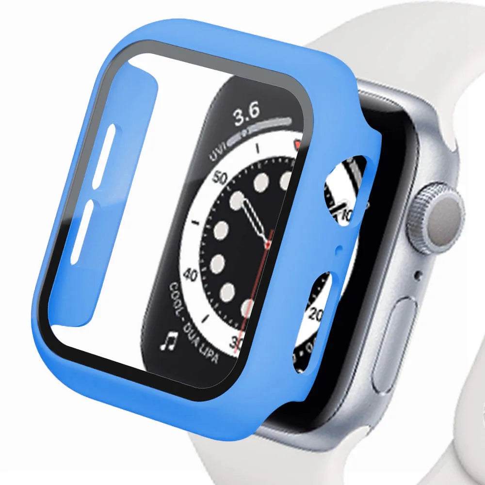 Tempered Glass+cover For Apple Watch Accessories 45mm 41mm 44mm 40mm 42mm Screen Protector Apple watch Case serie 9 4 5 6 SE 7 8