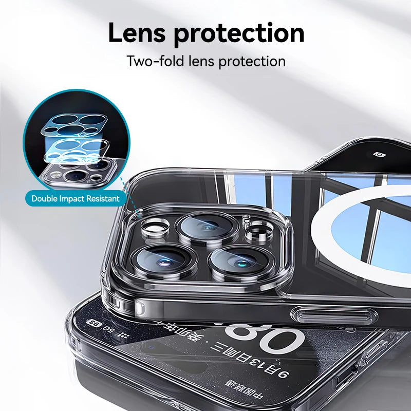 Joyroom Magnetic Case For iPhone 17 16 Pro Max Case Anti Yellow Transparent Cover For iPhone 17 Pro Wireless Charger Thin Cover