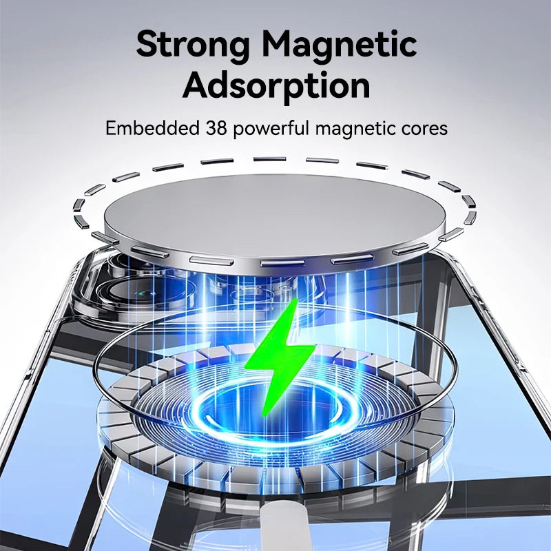 Joyroom Magnetic Case For iPhone 17 16 Pro Max Case Anti Yellow Transparent Cover For iPhone 17 Pro Wireless Charger Thin Cover