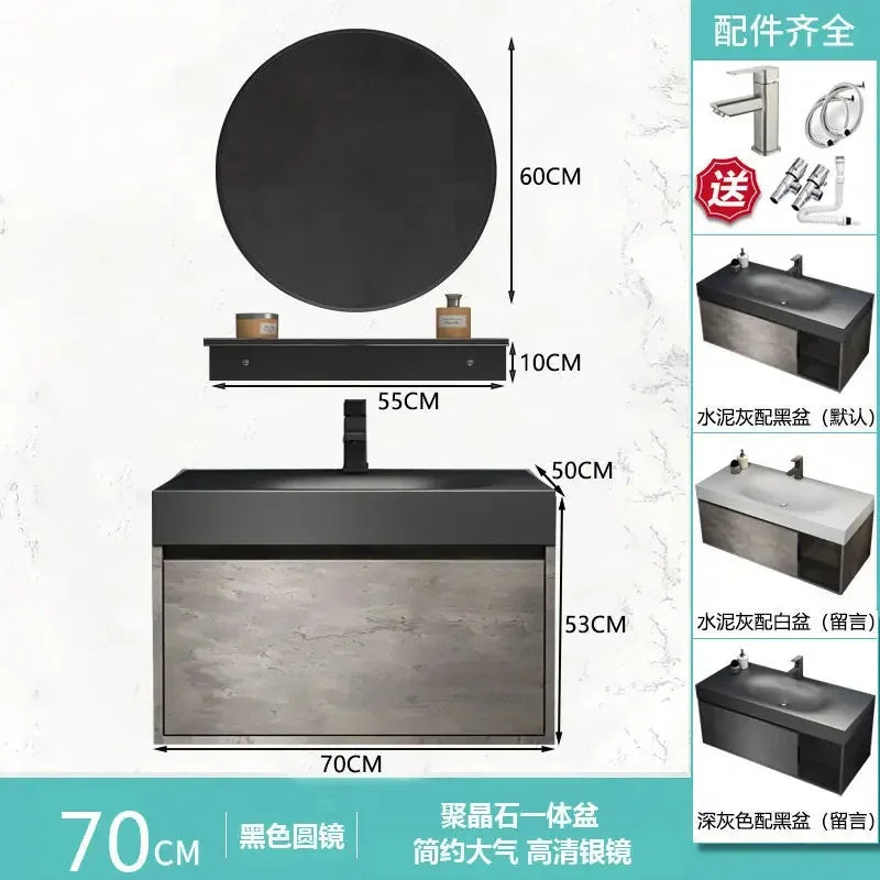 Modern Bathroom Cabinet Smart Mirror Cabinet Rock Integrated Washbasin Bathroom Vanity Cabinets with Sink Bathroom Furniture