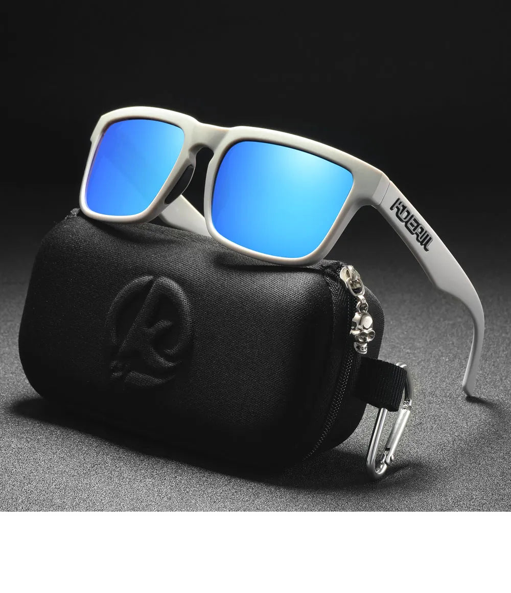KDEAM Men's Polarized Sunglasses Square Casual Outdoors Sun Glasses Women Unisex Sunglass For Couple With Zipper Case
