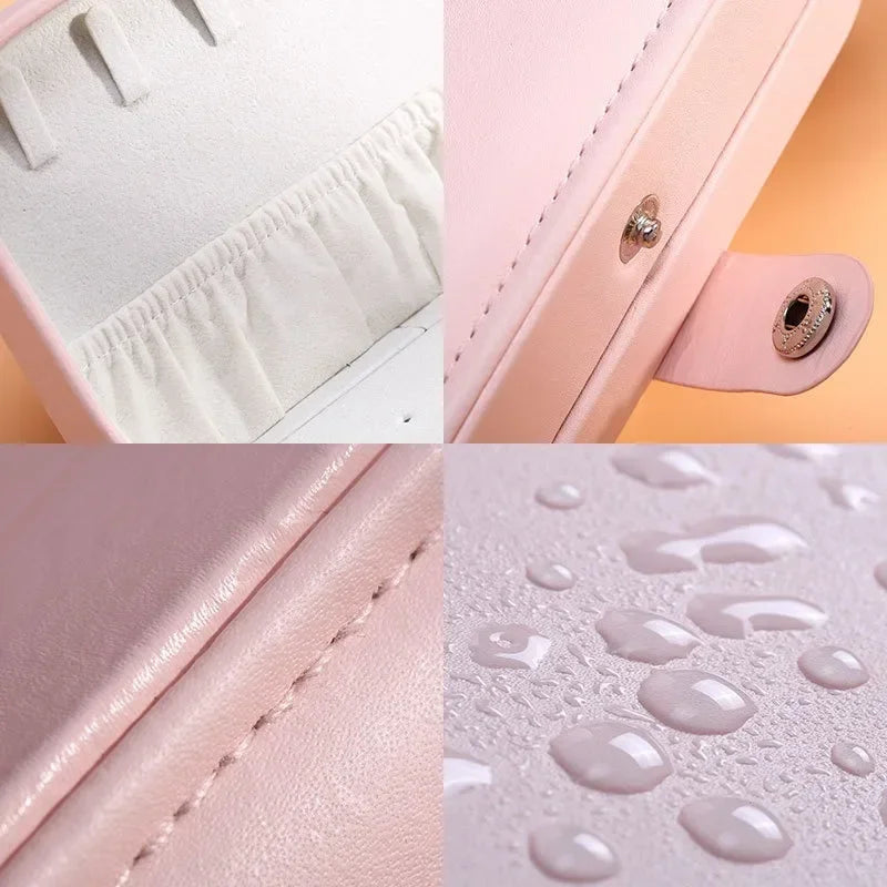 2024 Portable Leather Jewelry Box – Travel Jewelry Organizer Case with Zipper & Button Closure
