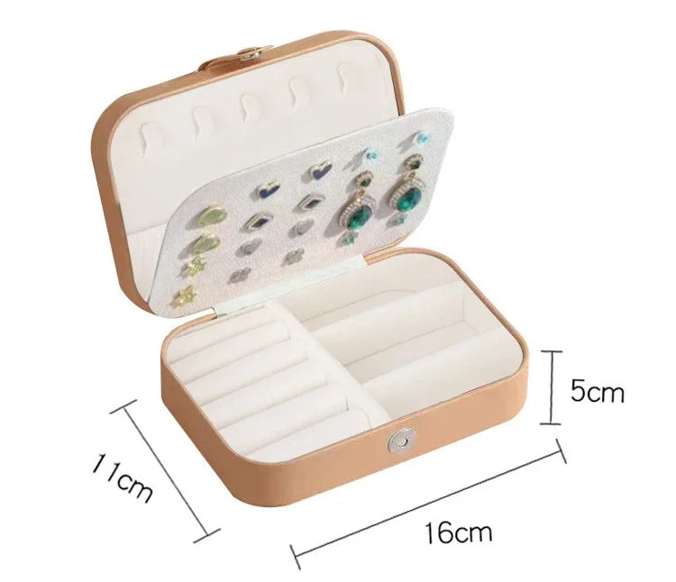 2024 Portable Leather Jewelry Box – Travel Jewelry Organizer Case with Zipper & Button Closure