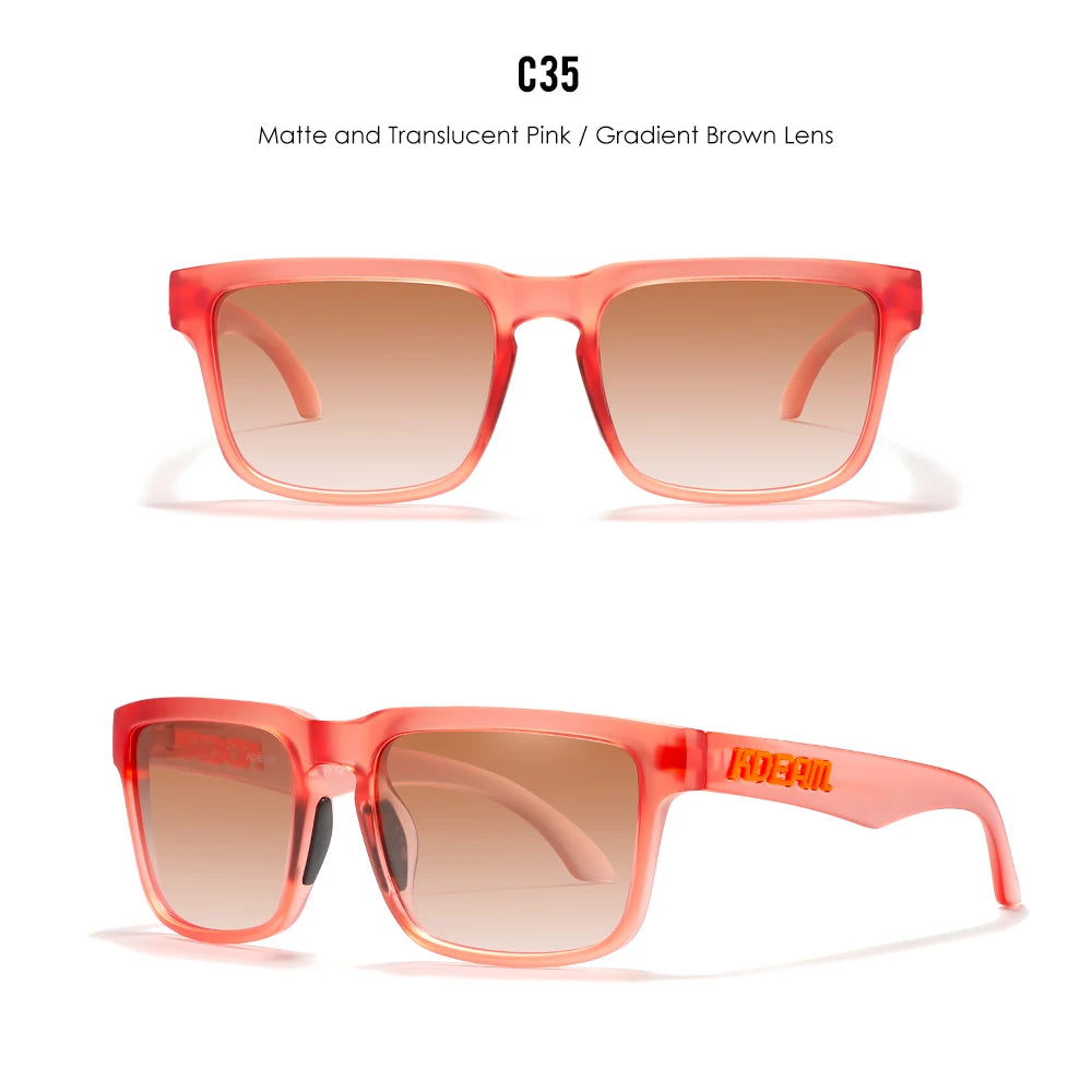 KDEAM Men's Polarized Sunglasses Square Casual Outdoors Sun Glasses Women Unisex Sunglass For Couple With Zipper Case