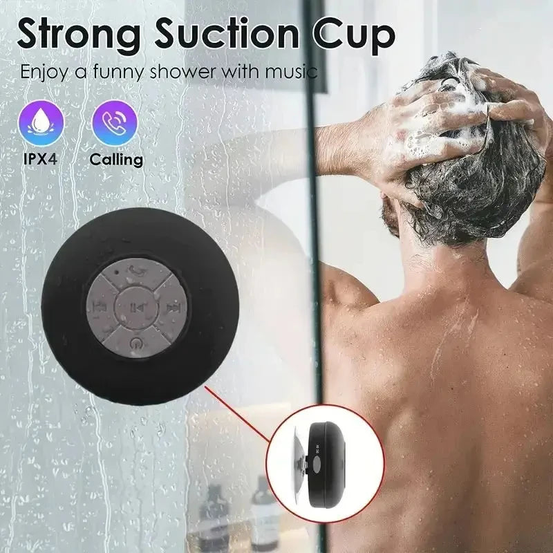 Portable Bluetooth Wireless Waterproof Speaker With Suction Cup Small Stereo For Car Bathroom Mobile Music Listening Device