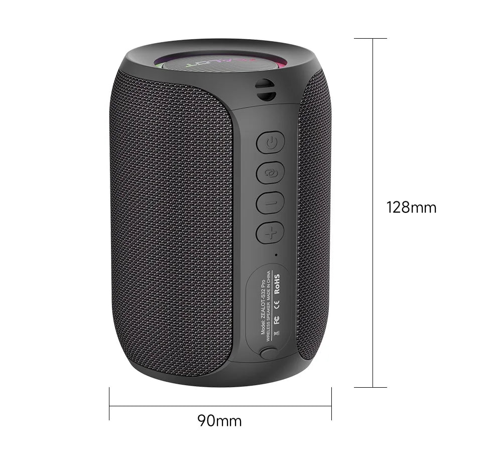 Zealot-S32PRO Powerful Bluetooth Speaker, Bass Wireless, LED Light, Outdoor Speakers, Subwoofer, Waterproof Sound Box Support