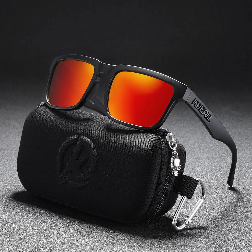 KDEAM Men's Polarized Sunglasses Square Casual Outdoors Sun Glasses Women Unisex Sunglass For Couple With Zipper Case