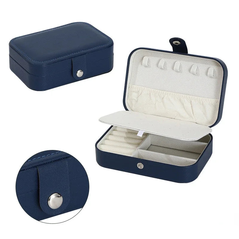 2024 Portable Leather Jewelry Box – Travel Jewelry Organizer Case with Zipper & Button Closure