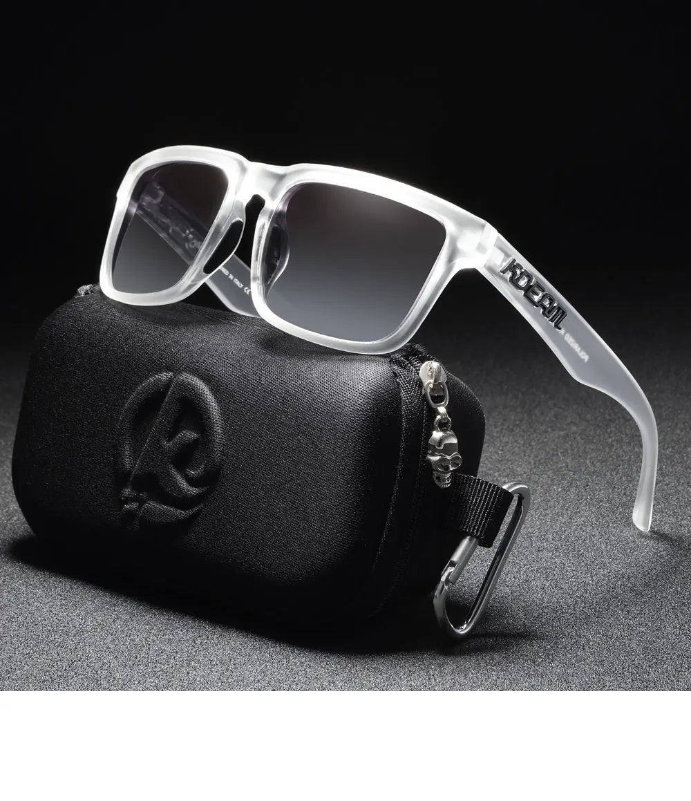 KDEAM Men's Polarized Sunglasses Square Casual Outdoors Sun Glasses Women Unisex Sunglass For Couple With Zipper Case