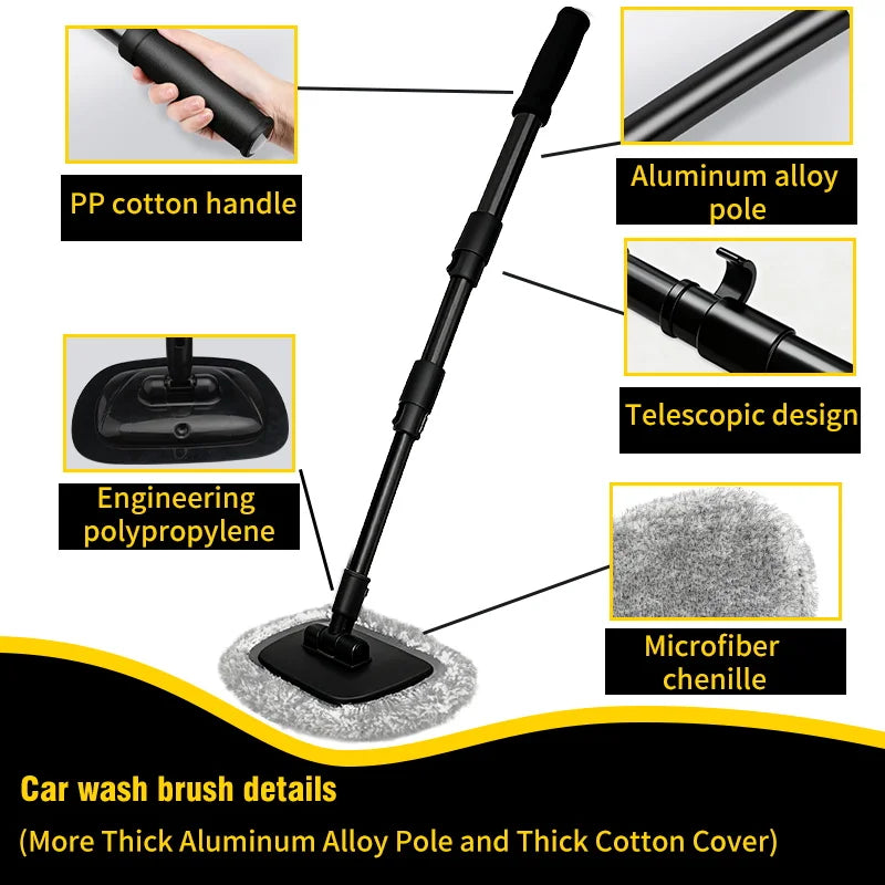 Telescoping Car Wash Mop – Retractable 180° Rotating Mop for Effortless Car Cleaning  Product Description: