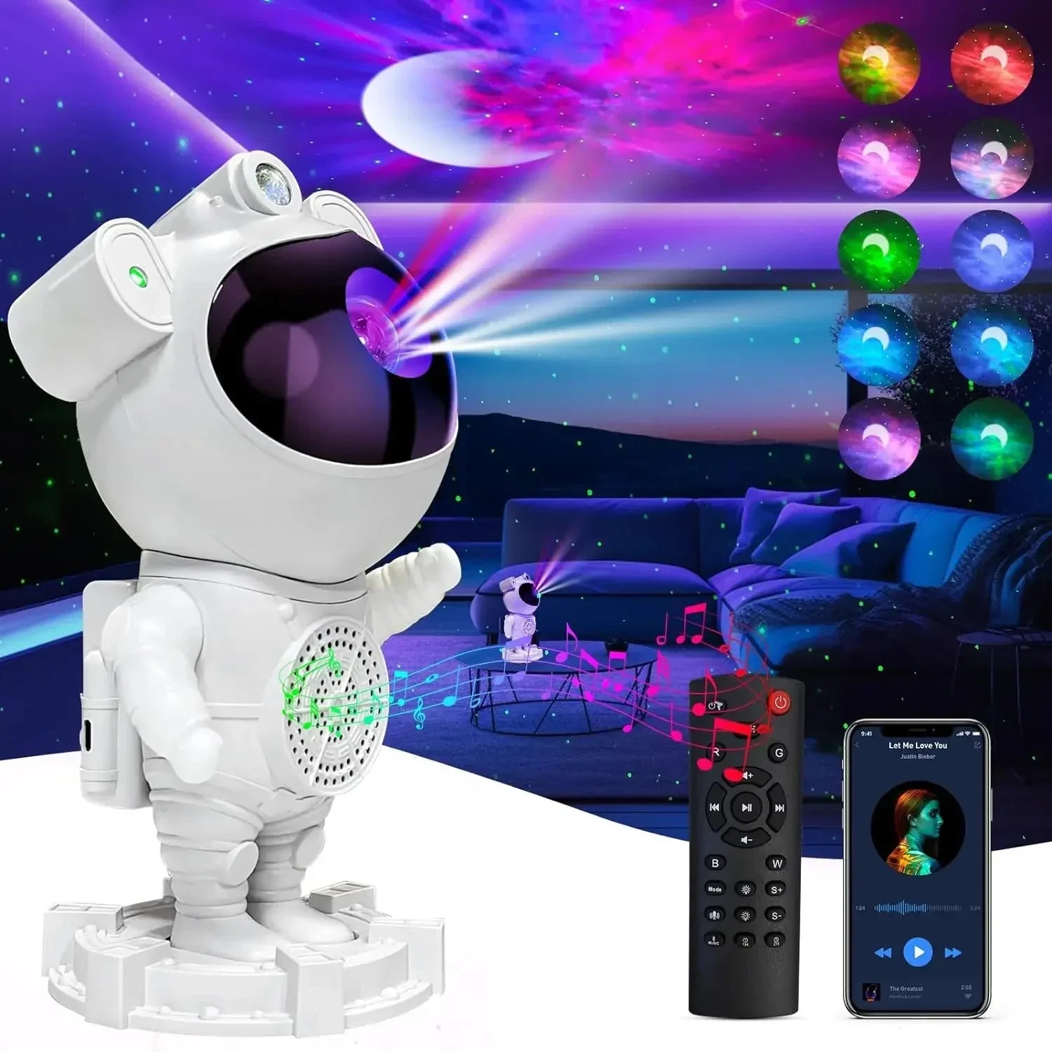 Astronaut Galaxy Projector Lamp - Star Projector Light, Bluetooth Speaker, Star and Moon Galaxy Lights for Bedroom with  remote