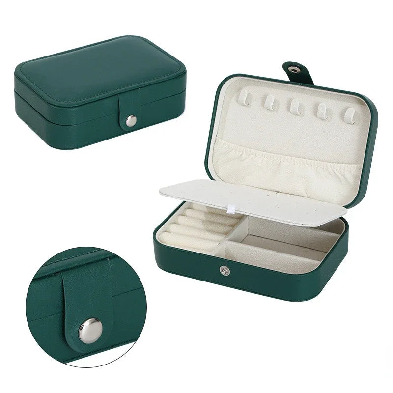 2024 Portable Leather Jewelry Box – Travel Jewelry Organizer Case with Zipper & Button Closure