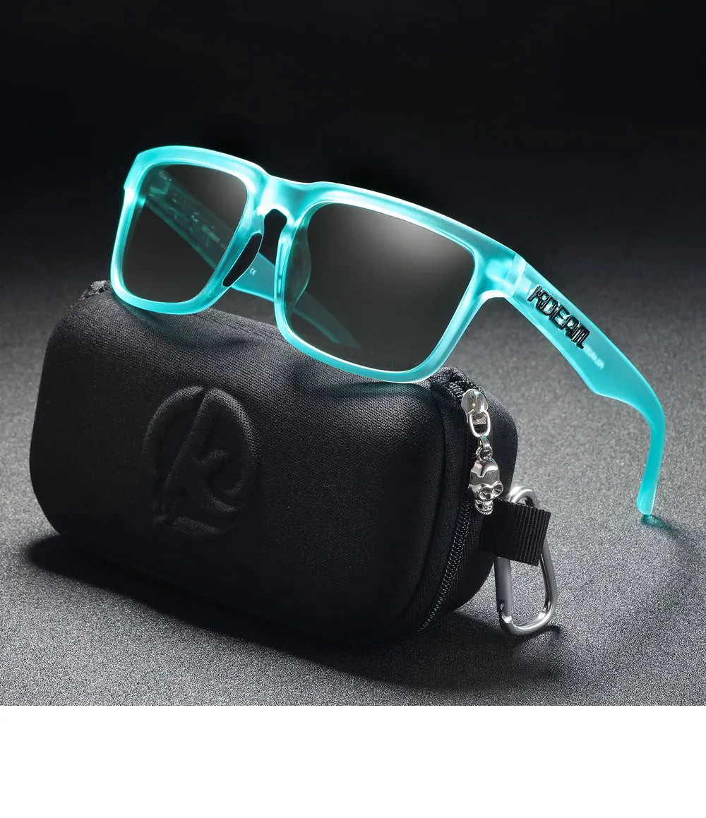KDEAM Men's Polarized Sunglasses Square Casual Outdoors Sun Glasses Women Unisex Sunglass For Couple With Zipper Case
