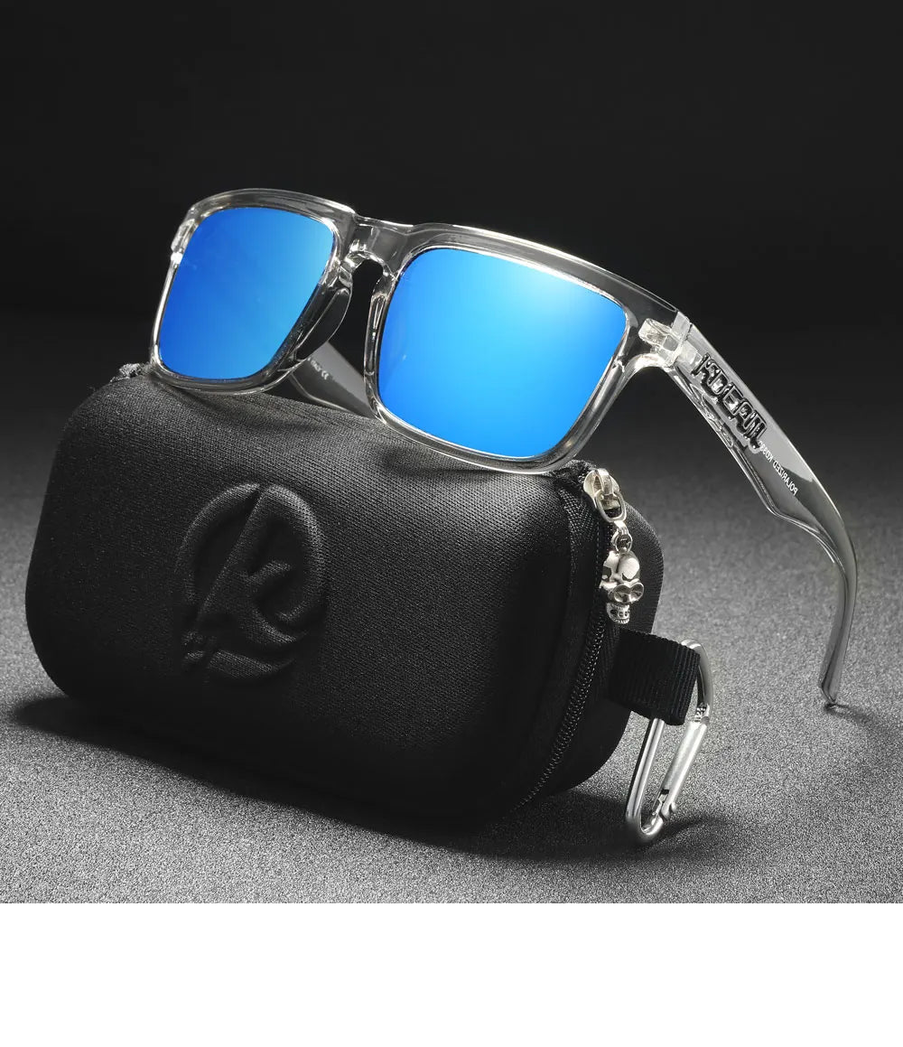 KDEAM Men's Polarized Sunglasses Square Casual Outdoors Sun Glasses Women Unisex Sunglass For Couple With Zipper Case