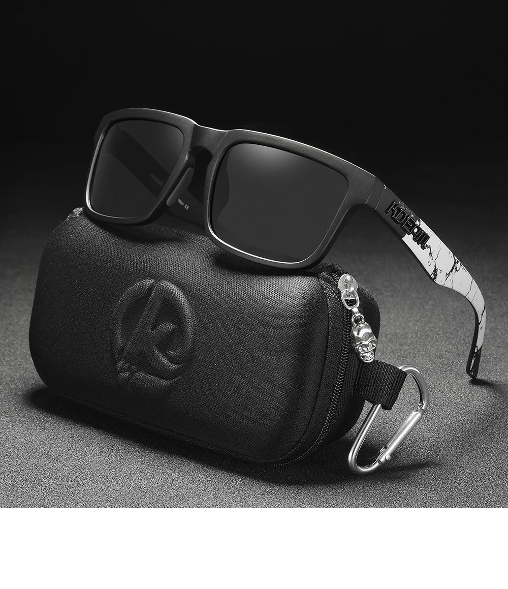 KDEAM Men's Polarized Sunglasses Square Casual Outdoors Sun Glasses Women Unisex Sunglass For Couple With Zipper Case