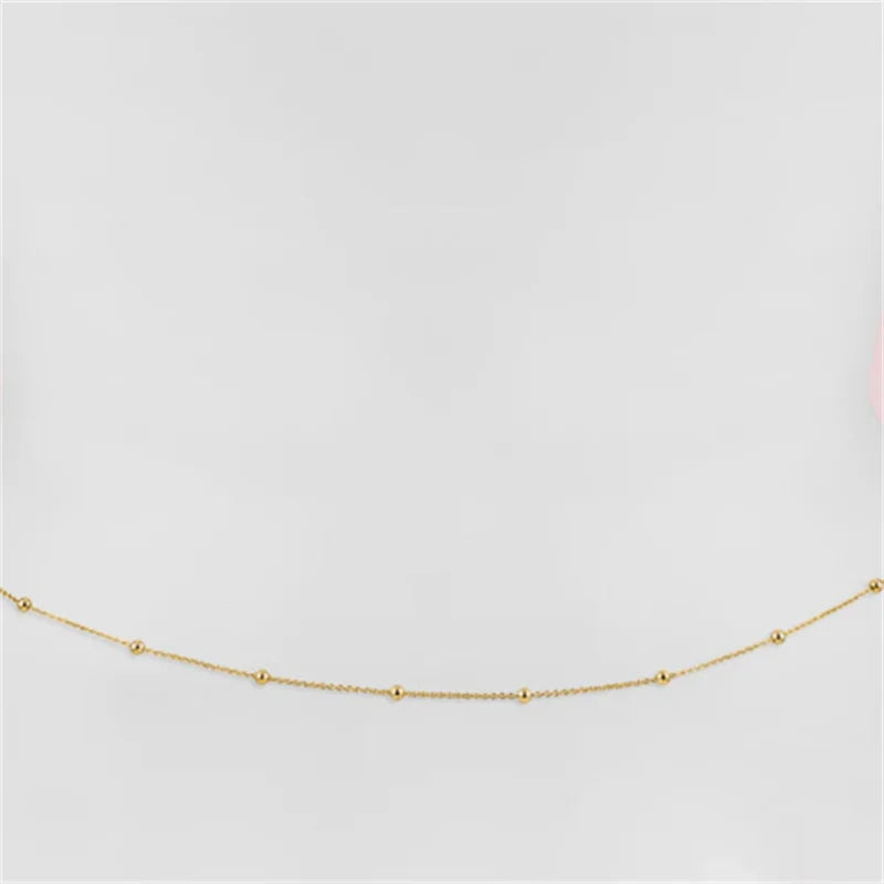 Girls Simple Beaded Belly Chains For Women Antique Gold Color Metal Beach Bikini Single Link Chains Waist Body Jewelry Accessory