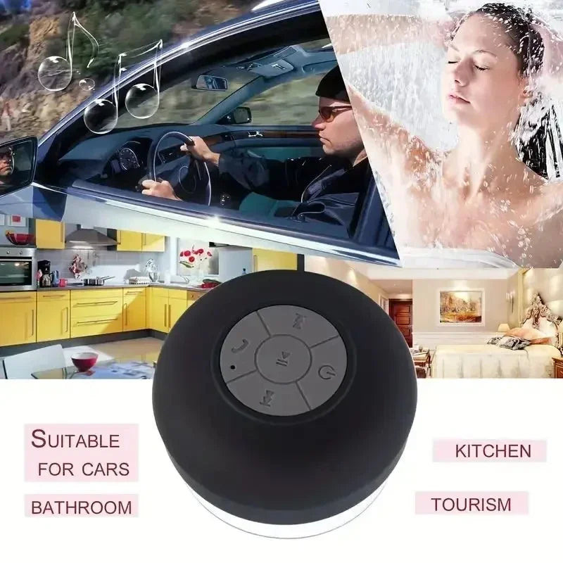 Portable Bluetooth Wireless Waterproof Speaker With Suction Cup Small Stereo For Car Bathroom Mobile Music Listening Device