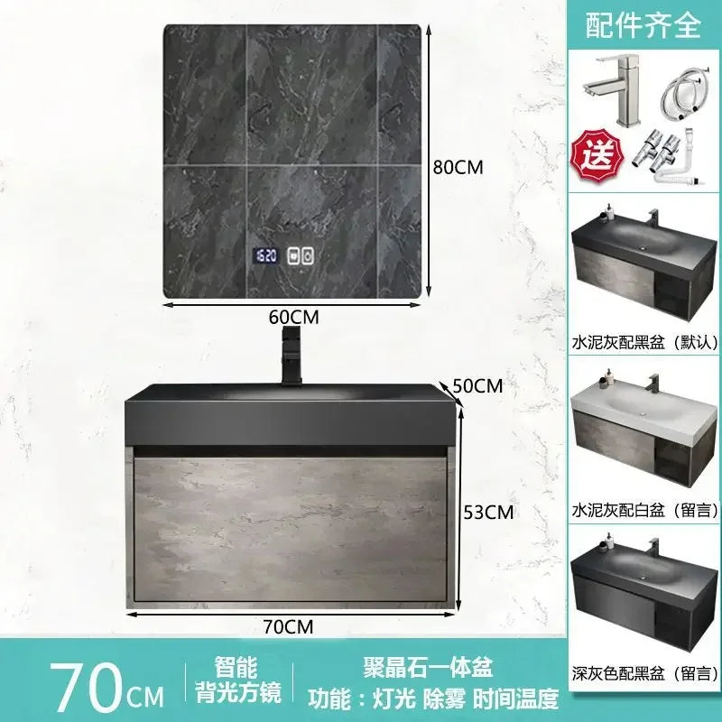 Modern Bathroom Cabinet Smart Mirror Cabinet Rock Integrated Washbasin Bathroom Vanity Cabinets with Sink Bathroom Furniture