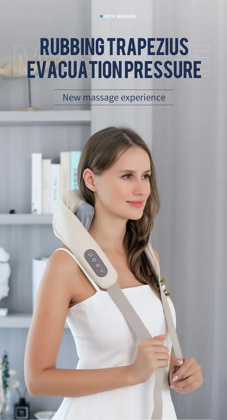Foreverlily 26W Brushless Motor Neck And Shoulder Massager Wireless Shoulder And Back Kneading Massage Shawl Neck masajeador