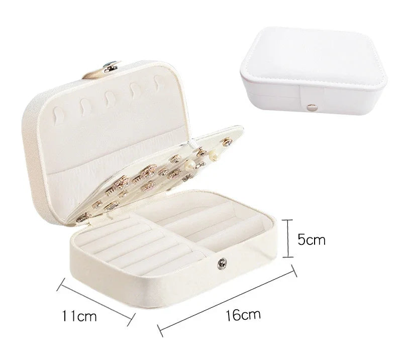 2024 Portable Leather Jewelry Box – Travel Jewelry Organizer Case with Zipper & Button Closure