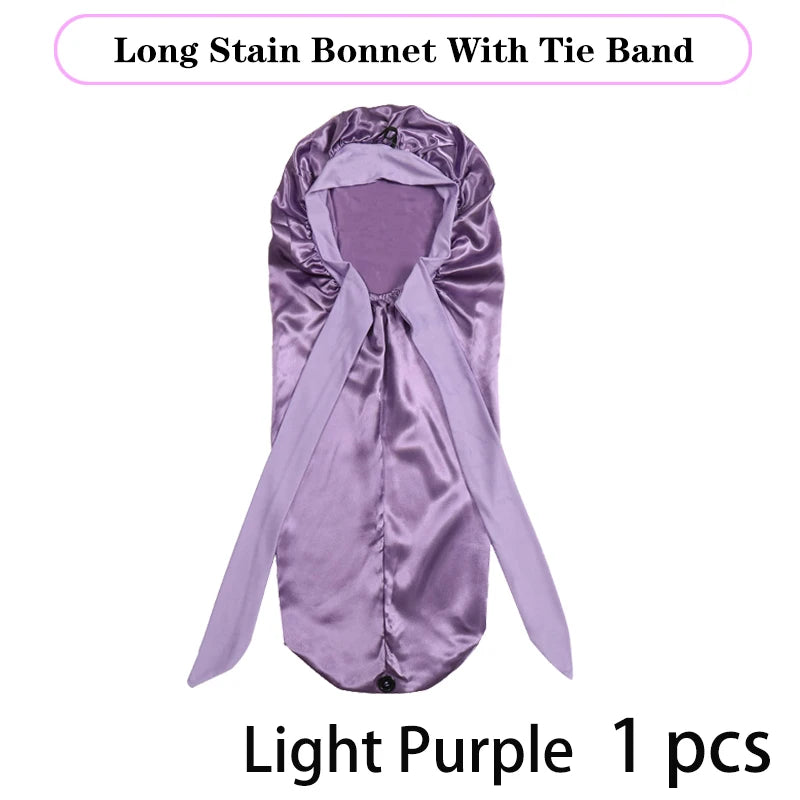 Silk Satin Hair Bonnet for Sleeping – Extra Long, Elastic Band, Protective Night Cap for Long Hair – Custom Logo Available