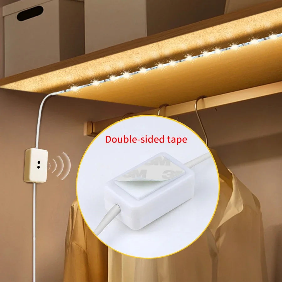 Hand Sweep LED Strip Lights 1M 2M 3M 4M 5M 10M LED Strip with Hand Sweep Motion Sensor Switch for Kitchen Stairs Wardrobe