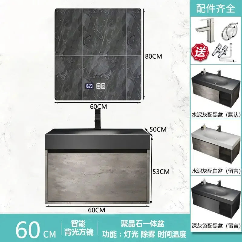 Modern Bathroom Cabinet Smart Mirror Cabinet Rock Integrated Washbasin Bathroom Vanity Cabinets with Sink Bathroom Furniture