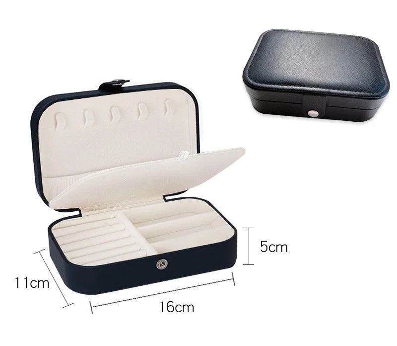 2024 Portable Leather Jewelry Box – Travel Jewelry Organizer Case with Zipper & Button Closure