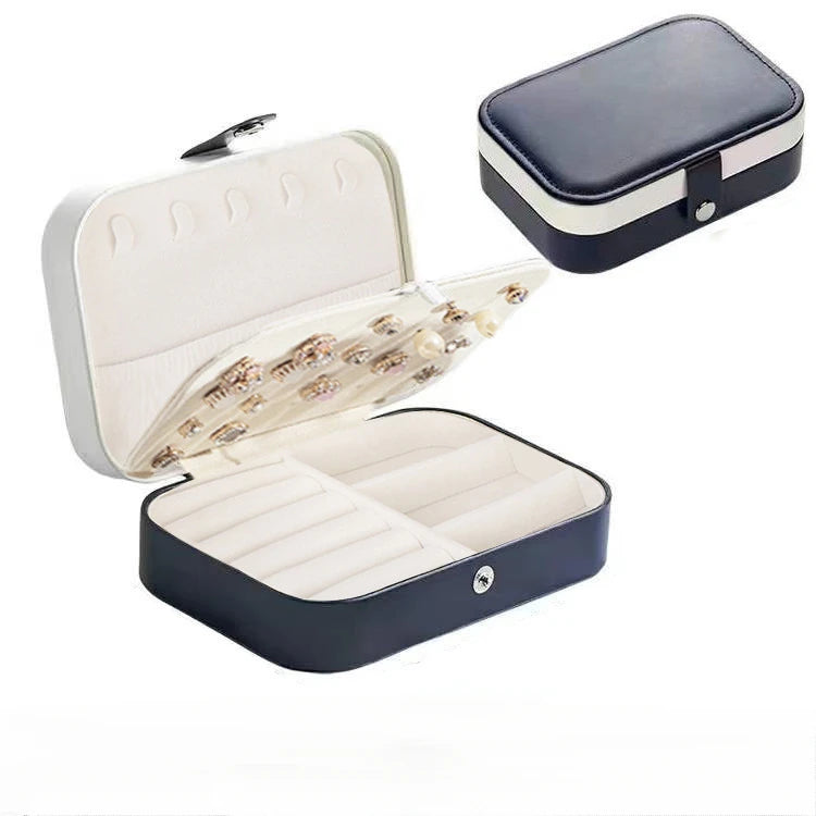 2024 Portable Leather Jewelry Box – Travel Jewelry Organizer Case with Zipper & Button Closure