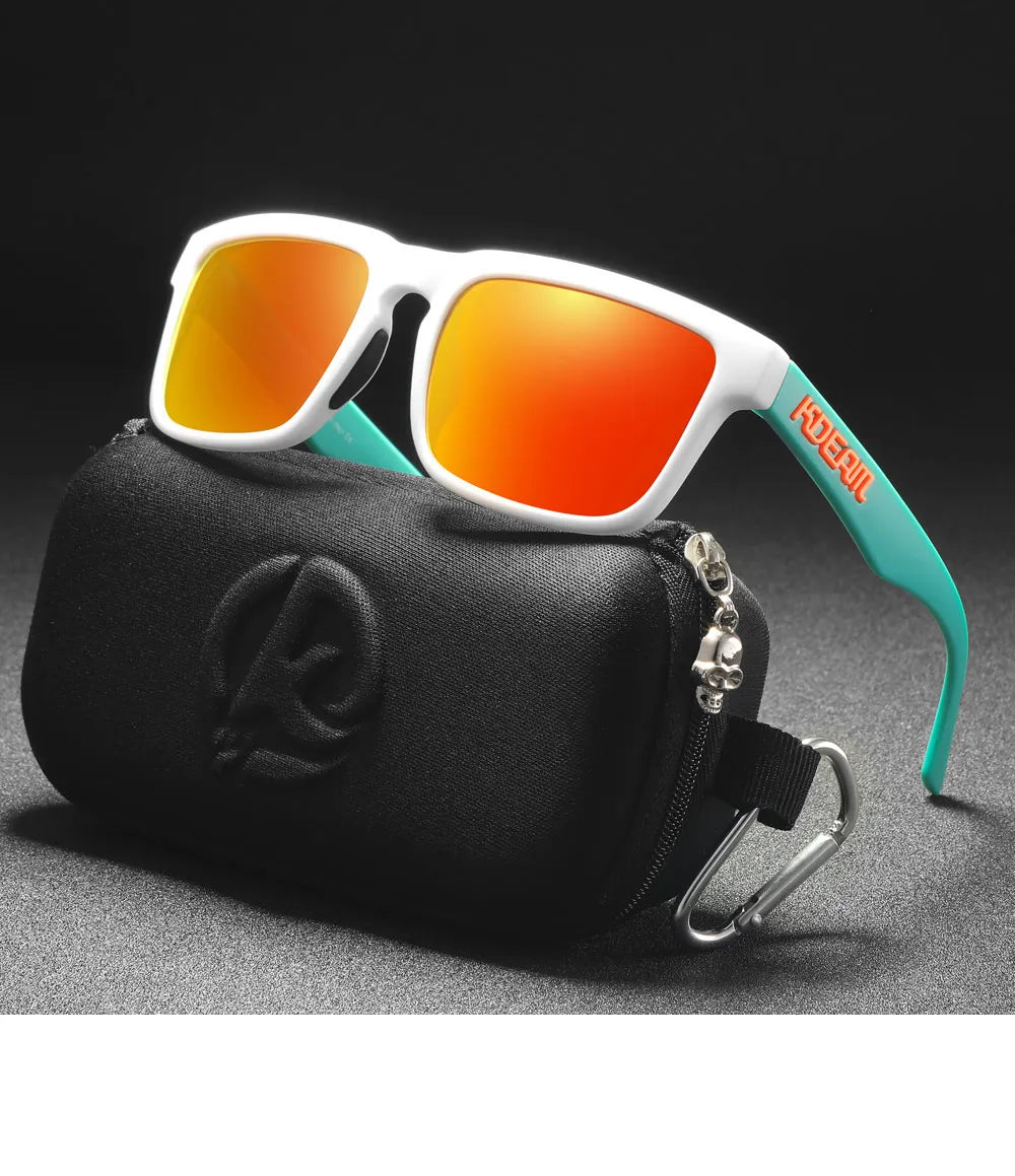 KDEAM Men's Polarized Sunglasses Square Casual Outdoors Sun Glasses Women Unisex Sunglass For Couple With Zipper Case