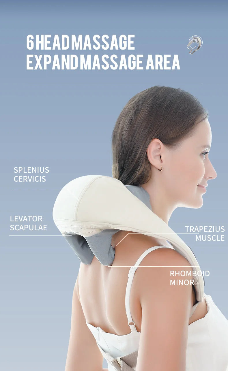 Foreverlily 26W Brushless Motor Neck And Shoulder Massager Wireless Shoulder And Back Kneading Massage Shawl Neck masajeador