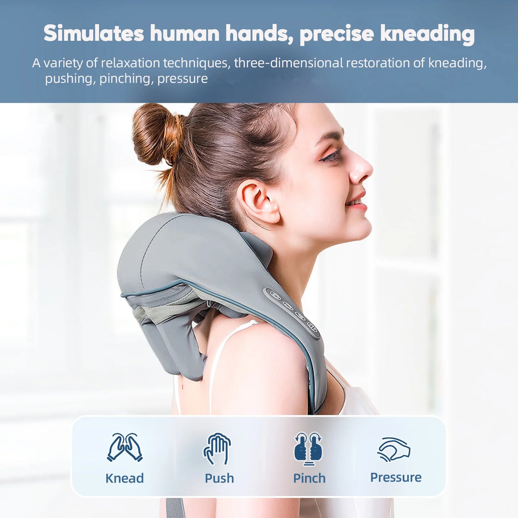 Foreverlily 26W Brushless Motor Neck And Shoulder Massager Wireless Shoulder And Back Kneading Massage Shawl Neck masajeador
